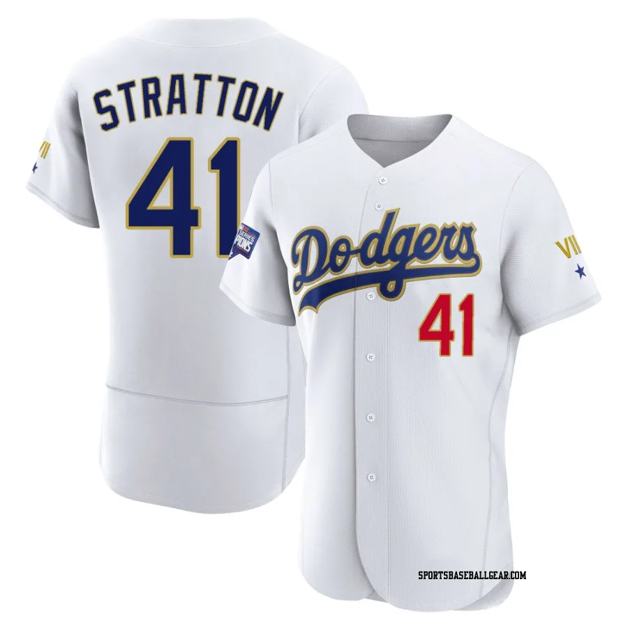 Chris Stratton Men's Los Angeles Dodgers White/Gold Authentic 2021 Gold Program Player Jersey
