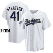 Chris Stratton Men's Los Angeles Dodgers White/Gold Replica 2021 Gold Program Player Jersey