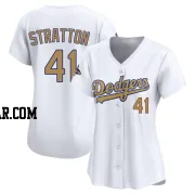Chris Stratton Women's Los Angeles Dodgers Gold Limited White 2025 Collection Jersey