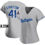 Chris Stratton Women's Los Angeles Dodgers Gray Authentic Road 2024 World Series Champions Jersey
