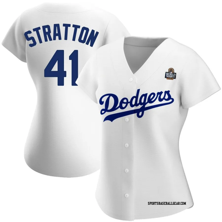 Chris Stratton Women's Los Angeles Dodgers White Authentic Home 2024 World Series Jersey