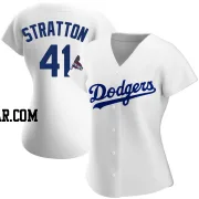 Chris Stratton Women's Los Angeles Dodgers White Replica Home 2024 World Series Champions Jersey