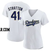 Chris Stratton Women's Los Angeles Dodgers White/Gold Replica 2021 Gold Program Player Jersey