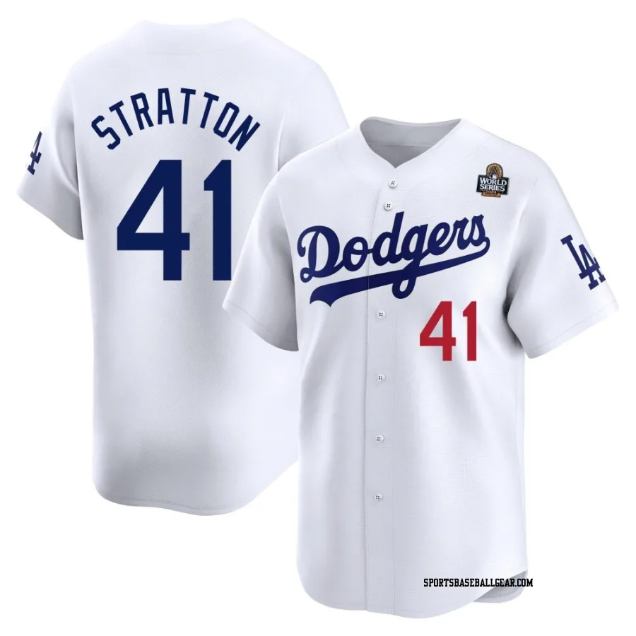Chris Stratton Youth Los Angeles Dodgers White Limited Home 2024 World Series Jersey
