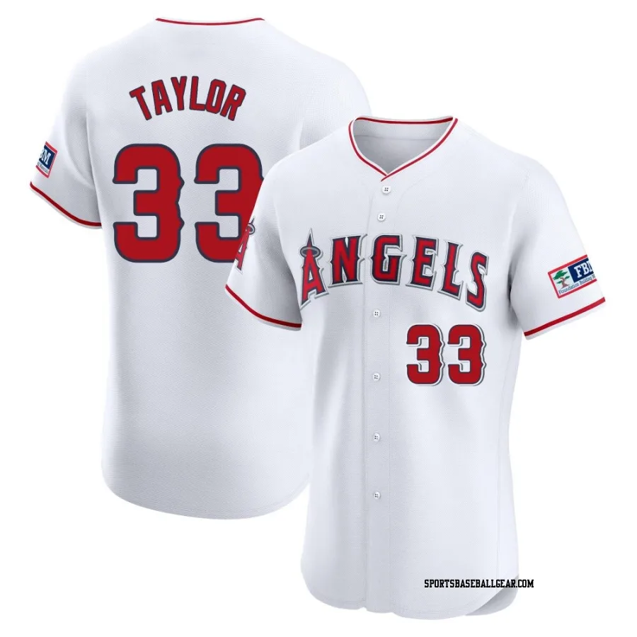 Chris Taylor Men's Los Angeles Angels White Elite Home Patch Jersey