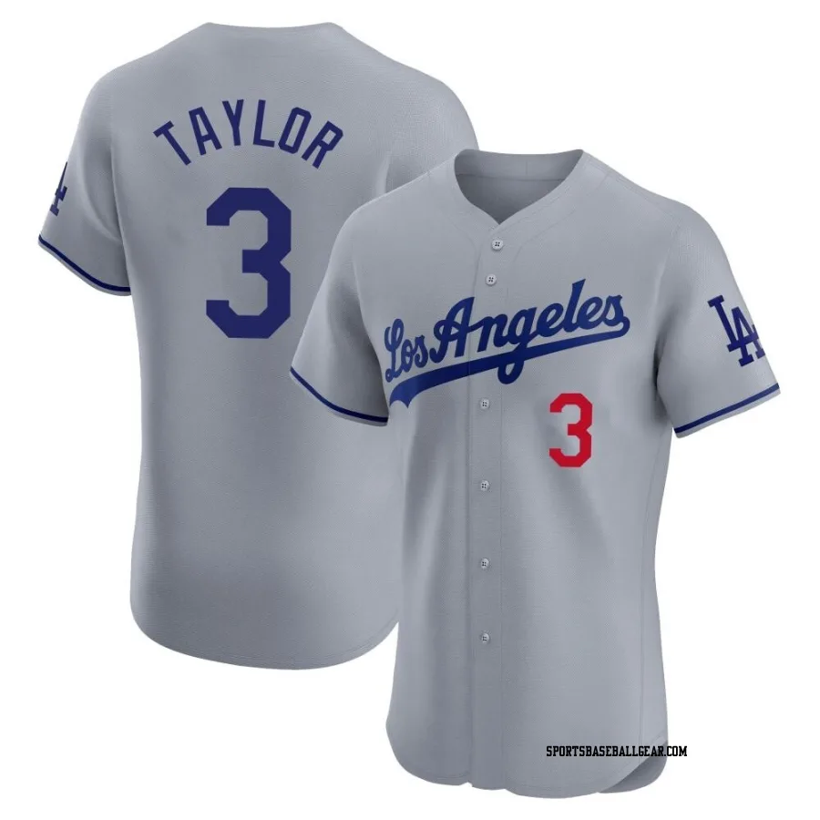 Chris Taylor Men's Los Angeles Dodgers Gray Elite Road Jersey