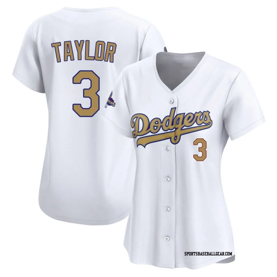 Chris Taylor Women's Los Angeles Dodgers Gold Limited White 2025 Collection Jersey