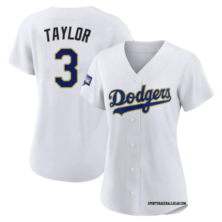 Chris Taylor Women's Los Angeles Dodgers White/Gold Replica 2021 Gold Program Player Jersey