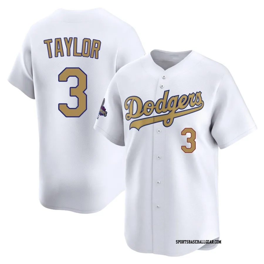 Chris Taylor Youth Los Angeles Dodgers Gold Limited White 2025 Collection Jersey