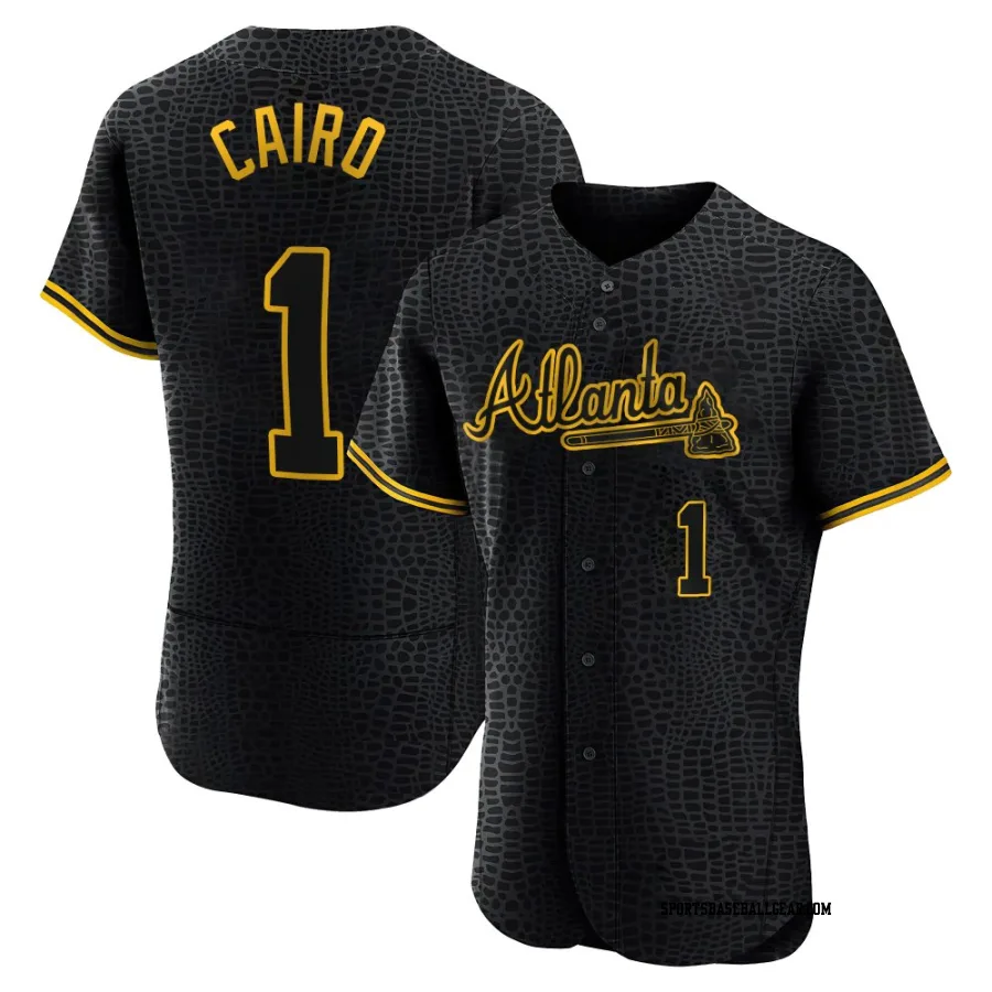 Christian Cairo Men's Atlanta Braves Black Authentic Snake Skin City Jersey