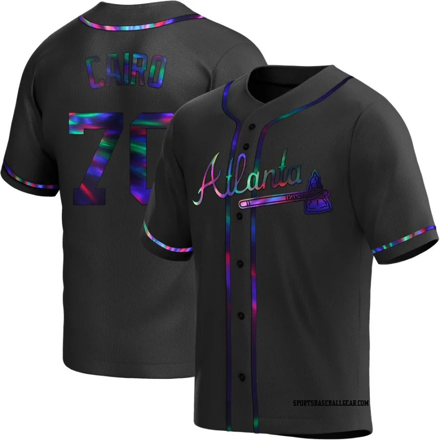Christian Cairo Men's Atlanta Braves Black Holographic Replica Alternate Jersey