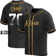 Christian Cairo Youth Atlanta Braves Black Golden Replica Alternate Jersey