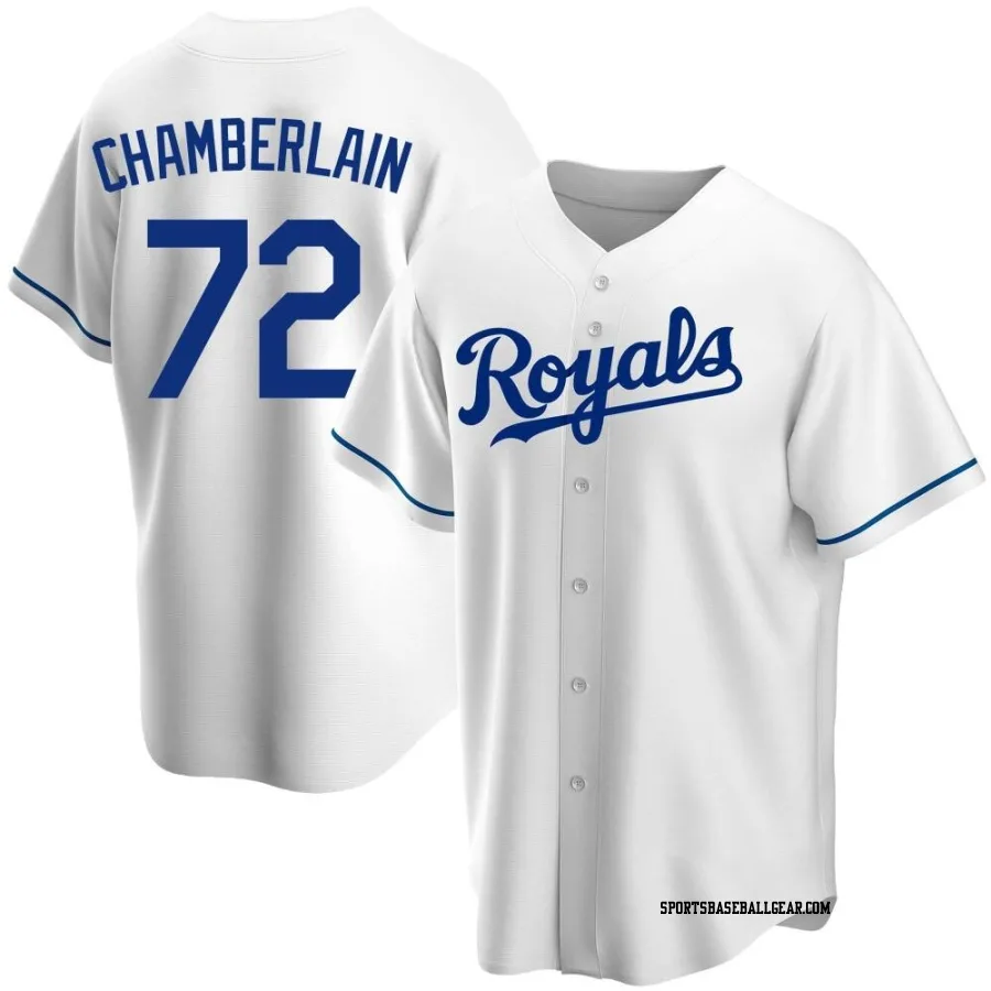 Christian Chamberlain Men's Kansas City Royals White Replica Home Jersey