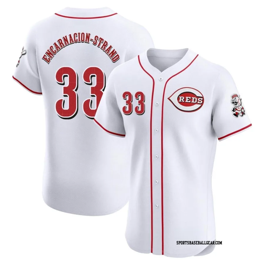 Christian Encarnacion-Strand Men's Cincinnati Reds White Elite Home Patch Jersey