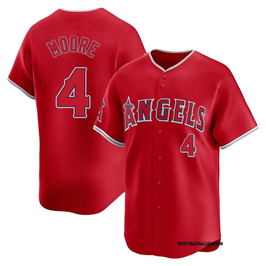 Christian Moore Men's Los Angeles Angels Red Limited Alternate Jersey