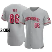 Christian Roa Men's Cincinnati Reds Gray Authentic Road Jersey