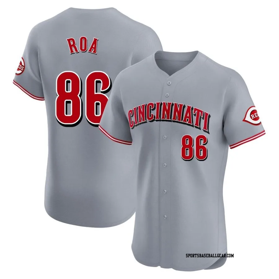 Christian Roa Men's Cincinnati Reds Gray Elite Road Jersey