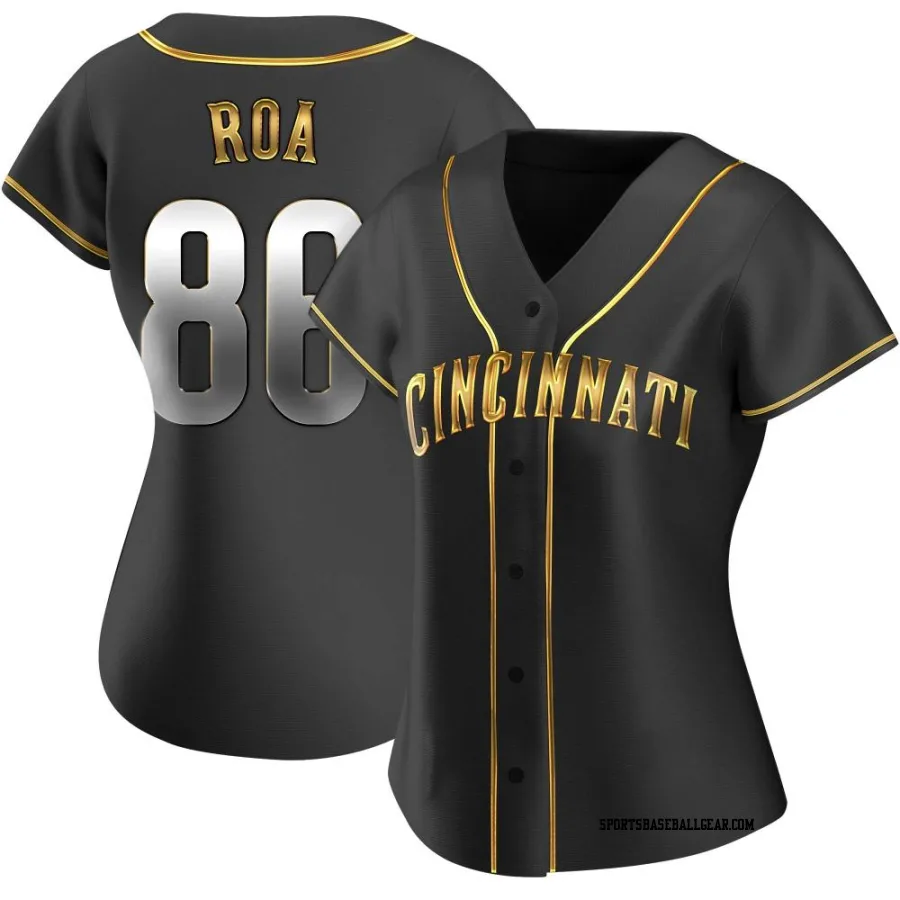 Christian Roa Women's Cincinnati Reds Black Golden Replica Alternate Jersey