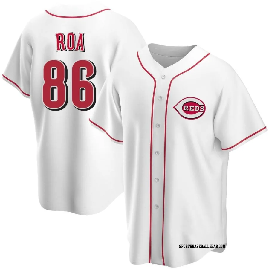 Christian Roa Youth Cincinnati Reds White Replica Home Jersey