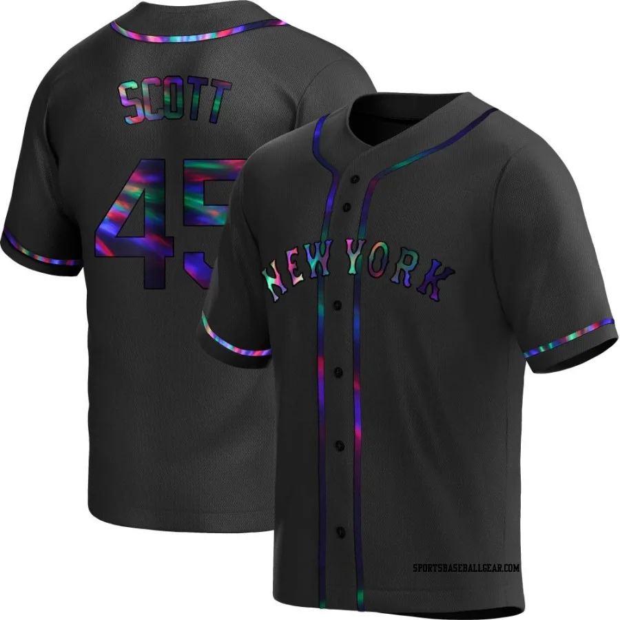 Christian Scott Youth New York Mets Black Holographic Replica Alternate Jersey
