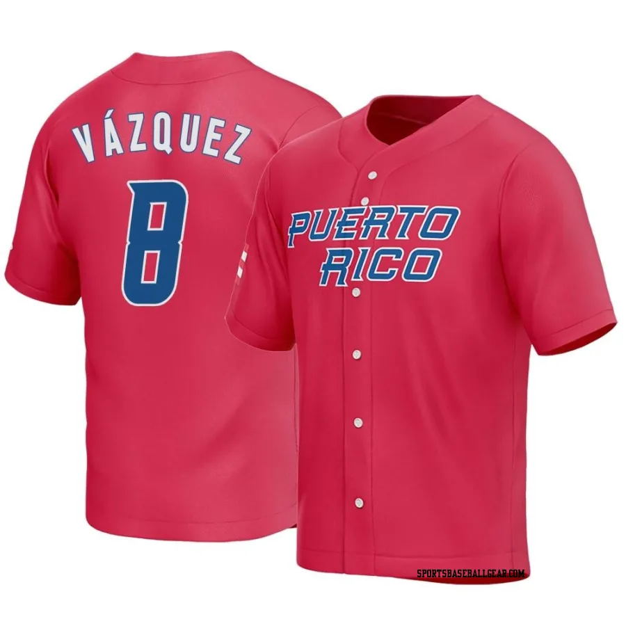 Christian Vazquez Youth Puerto Rico Baseball Red Replica 2023 World Baseball Classic Jersey