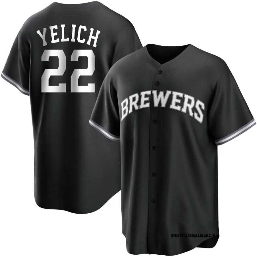 Christian Yelich Men's Milwaukee Brewers Black/White Replica Jersey