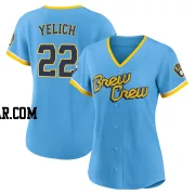 Christian Yelich Women's Milwaukee Brewers Blue Replica Powder 2022 City Connect Jersey