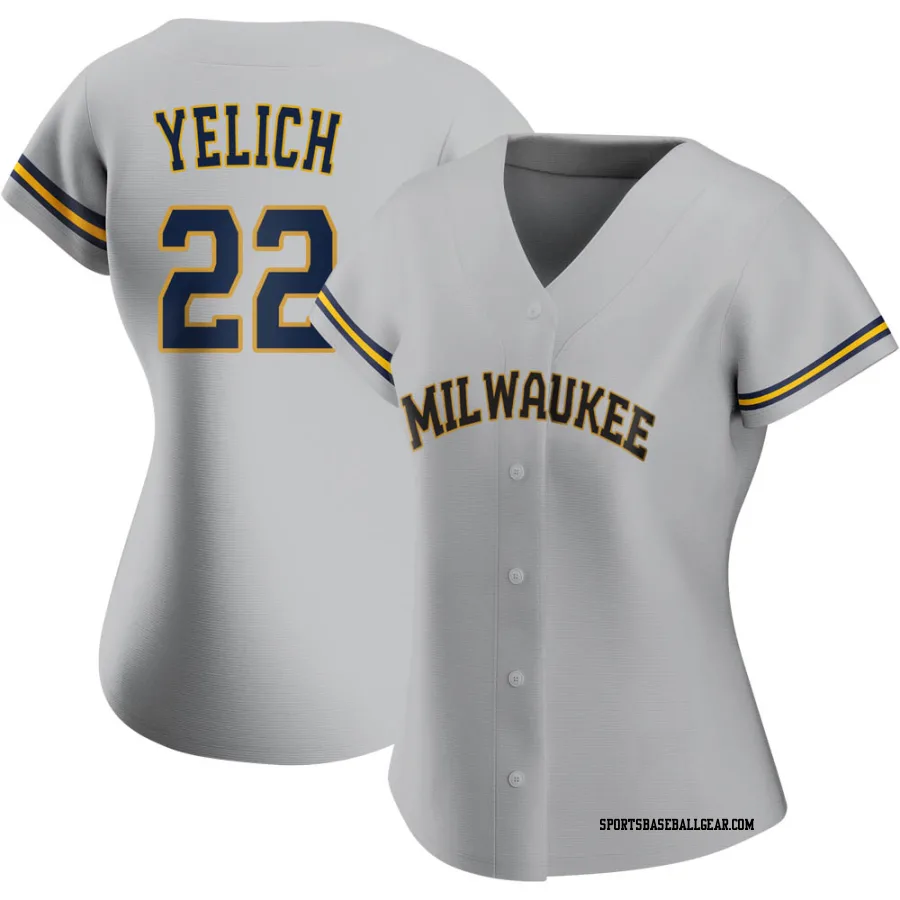 Christian Yelich Women's Milwaukee Brewers Gray Authentic Road Jersey