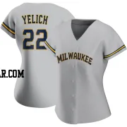 Christian Yelich Women's Milwaukee Brewers Gray Replica Road Jersey