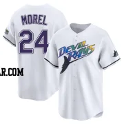 Christopher Morel Men's Tampa Bay Rays White Limited Throwback Cooperstown Jersey