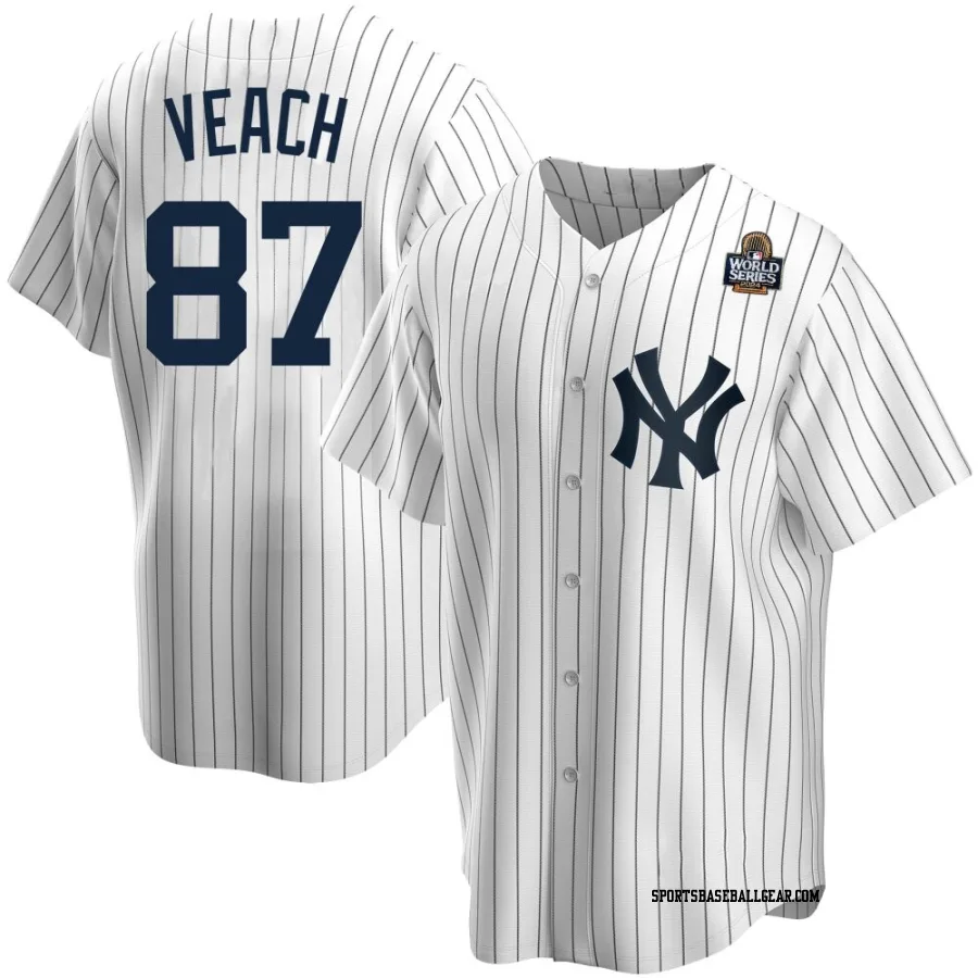 Christopher Veach Men's New York Yankees White Replica Home 2024 World Series Jersey