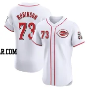 Chuckie Robinson Men's Cincinnati Reds White Elite Home Patch Jersey