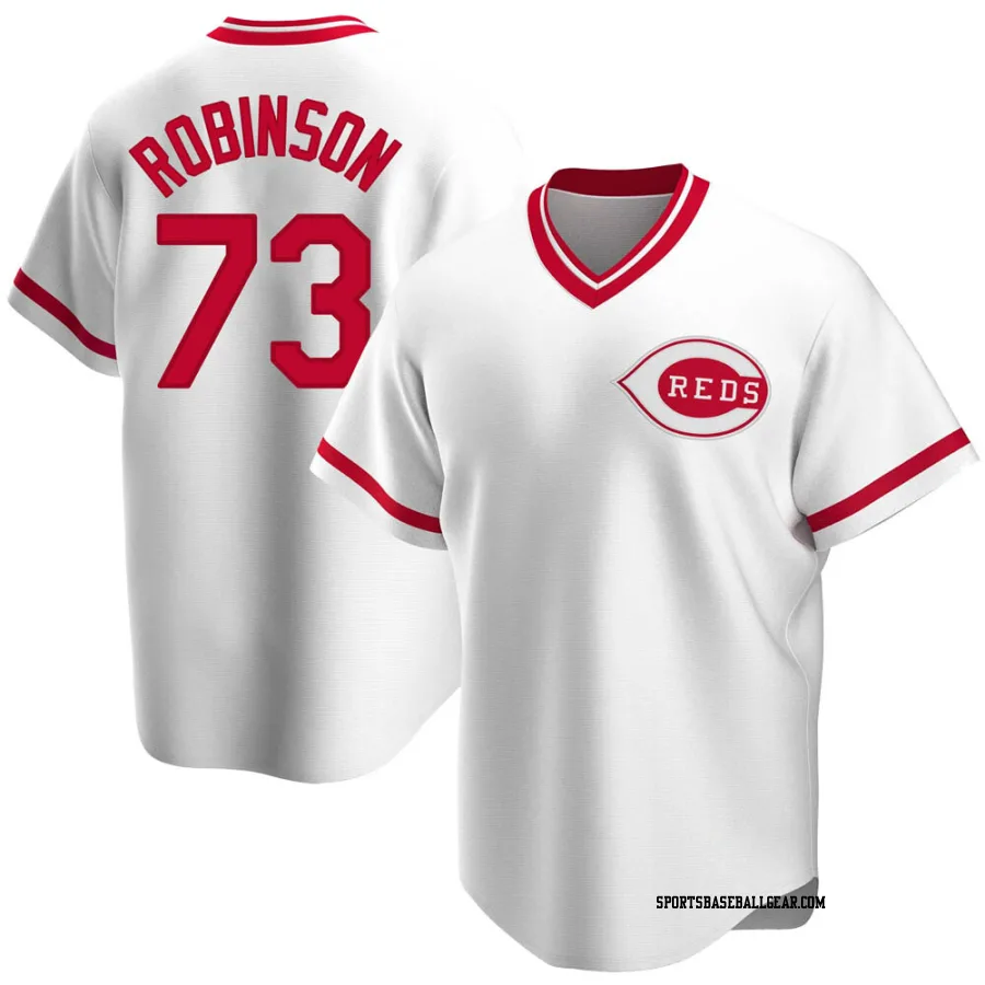Chuckie Robinson Men's Cincinnati Reds White Replica Home Cooperstown Collection Jersey