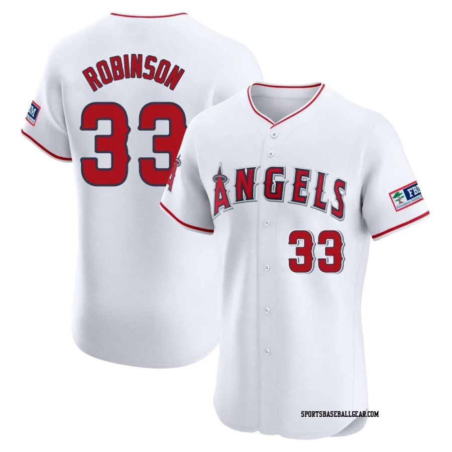 Chuckie Robinson Men's Los Angeles Angels White Elite Home Patch Jersey