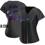 C.J. Wilson Women's Los Angeles Angels Black Holographic Replica Alternate Jersey