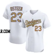 Claude Osteen Men's Los Angeles Dodgers Gold Elite White 2025 Collection Jersey
