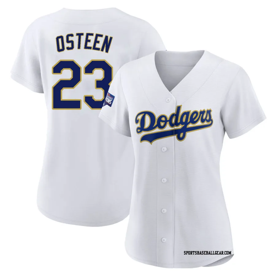 Claude Osteen Women's Los Angeles Dodgers White/Gold Replica 2021 Gold Program Player Jersey