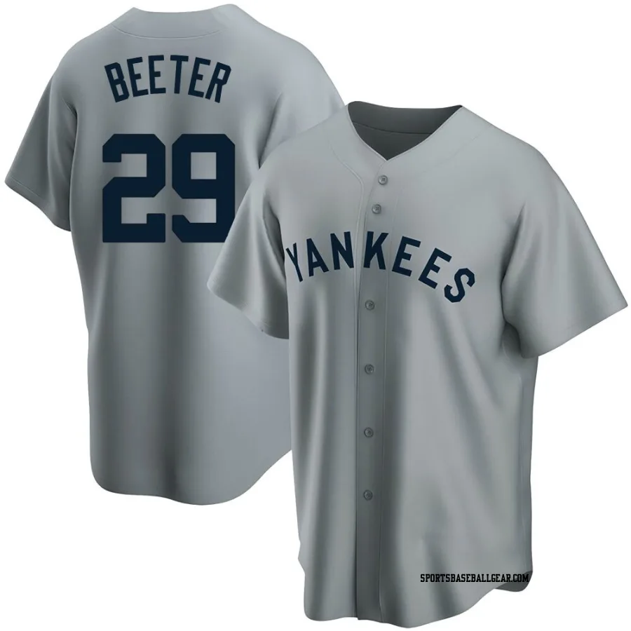 Clayton Beeter Men's New York Yankees Gray Replica Road Cooperstown Collection Jersey