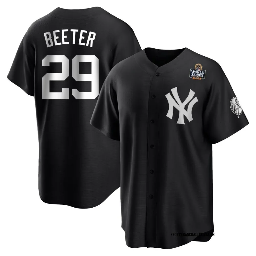 Clayton Beeter Youth New York Yankees Black/White Replica 2024 World Series Jersey