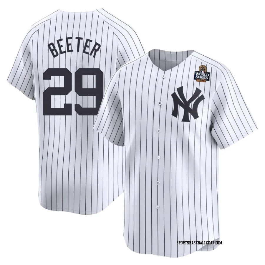 Clayton Beeter Youth New York Yankees White Limited Yankee Home 2024 World Series Jersey