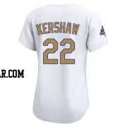 Clayton Kershaw Women's Los Angeles Dodgers Gold Limited White 2025 Collection Jersey
