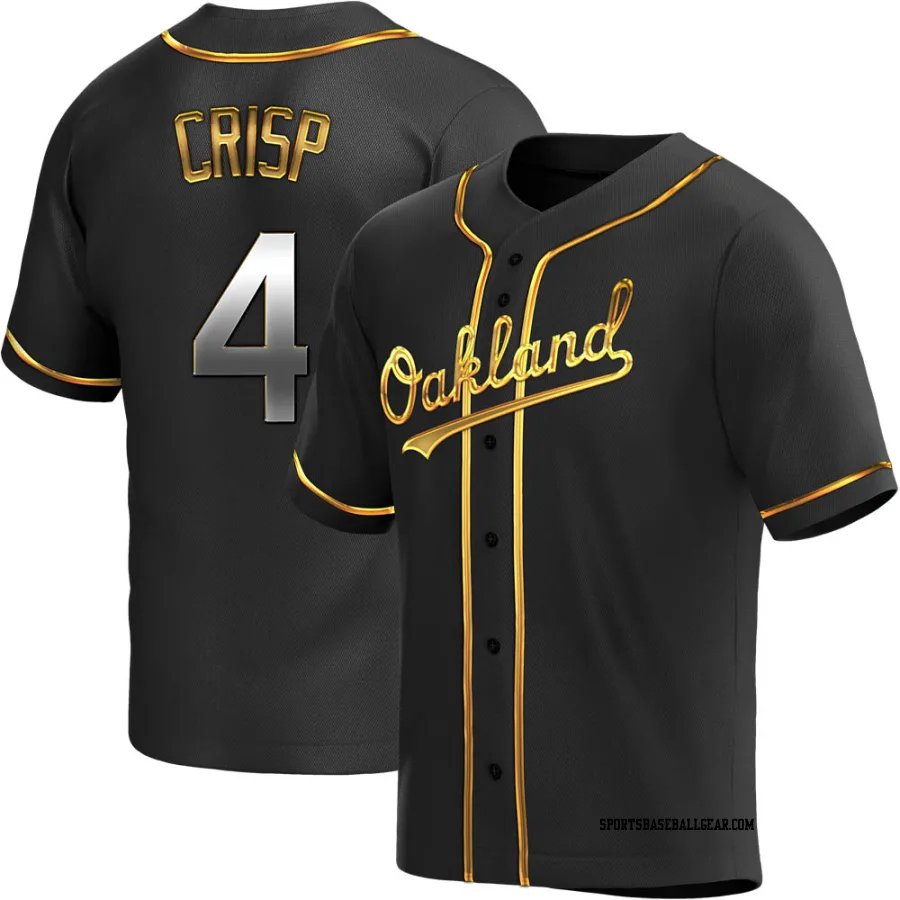 Coco Crisp Men's Oakland Athletics Black Golden Replica Alternate Jersey