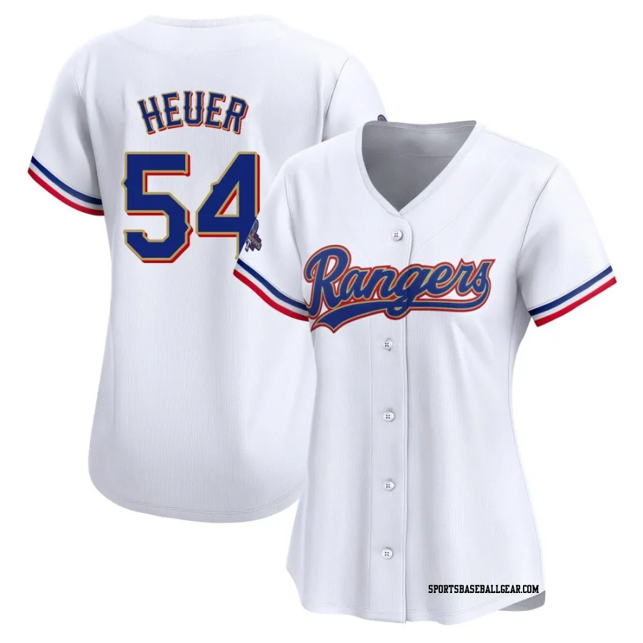 Codi Heuer Women's Texas Rangers Gold Limited White 2024 Collection Jersey