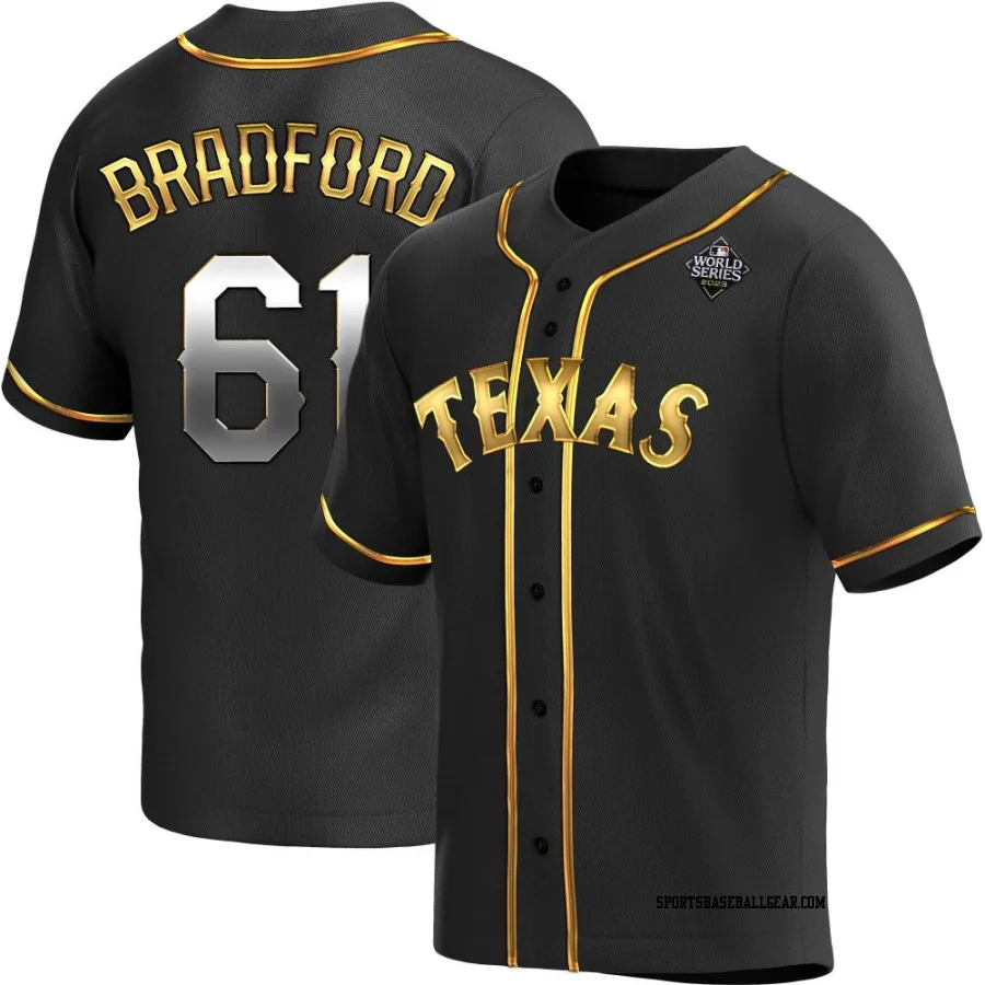 Cody Bradford Youth Texas Rangers Black Golden Replica Alternate 2023 World Series Jersey