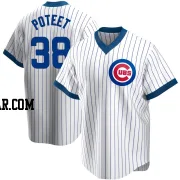 Cody Poteet Men's Chicago Cubs White Replica Home Cooperstown Collection Jersey