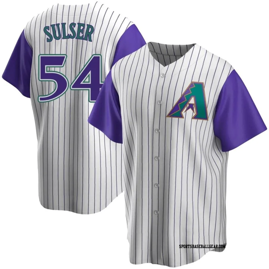 Cole Sulser Men's Arizona Diamondbacks Cream/Purple Replica Alternate Cooperstown Collection Jersey