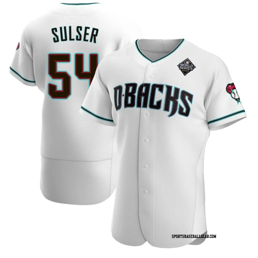 Cole Sulser Men's Arizona Diamondbacks White Authentic Teal Alternate 2023 World Series Jersey