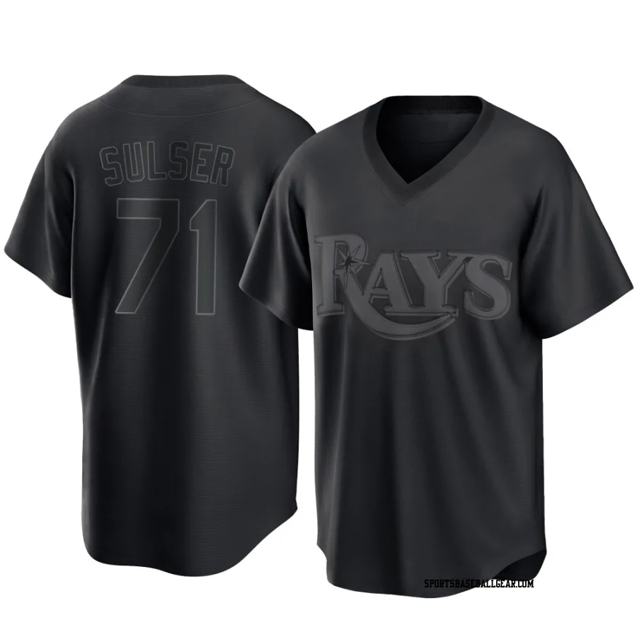 Cole Sulser Men's Tampa Bay Rays Black Replica Pitch Fashion Jersey