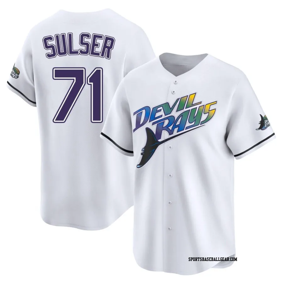 Cole Sulser Youth Tampa Bay Rays White Limited Throwback Cooperstown Jersey