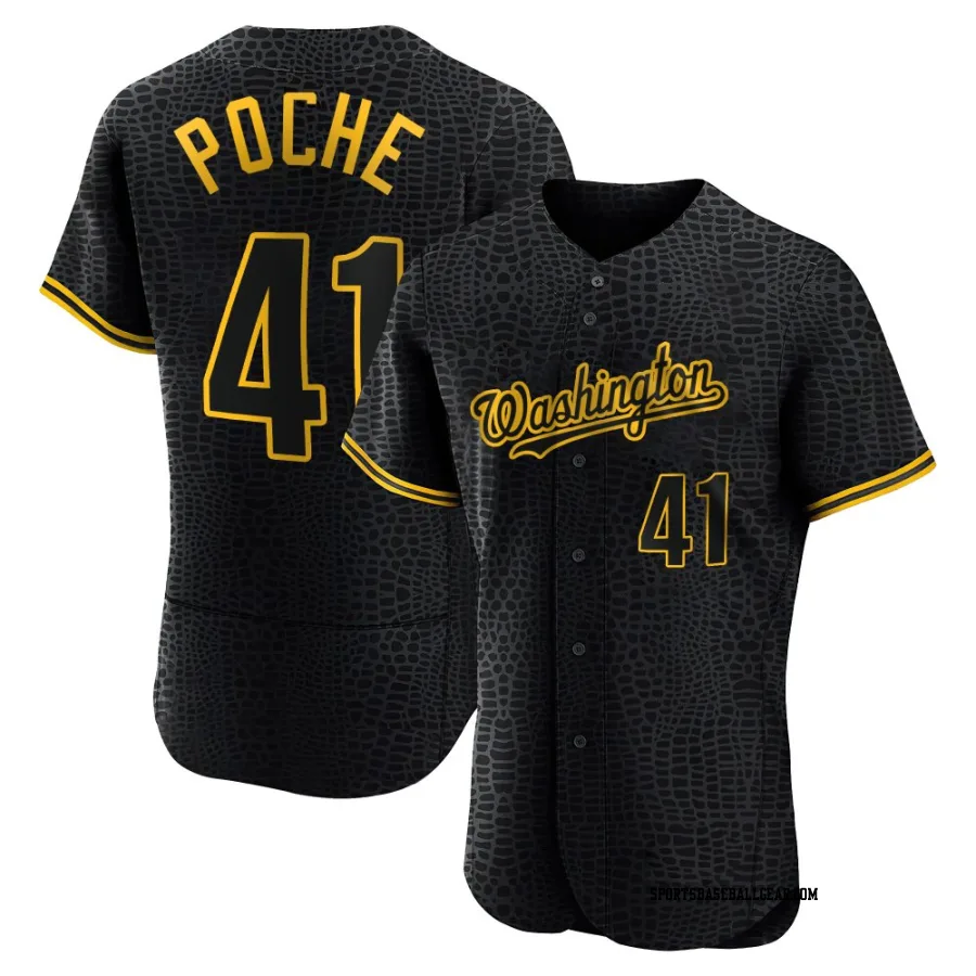 Colin Poche Men's Washington Nationals Black Authentic Snake Skin City Jersey